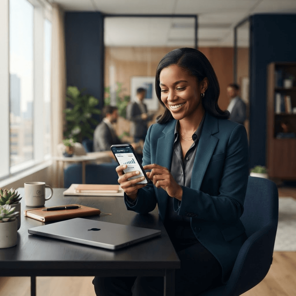 A customer managing their finances on a mobile banking app